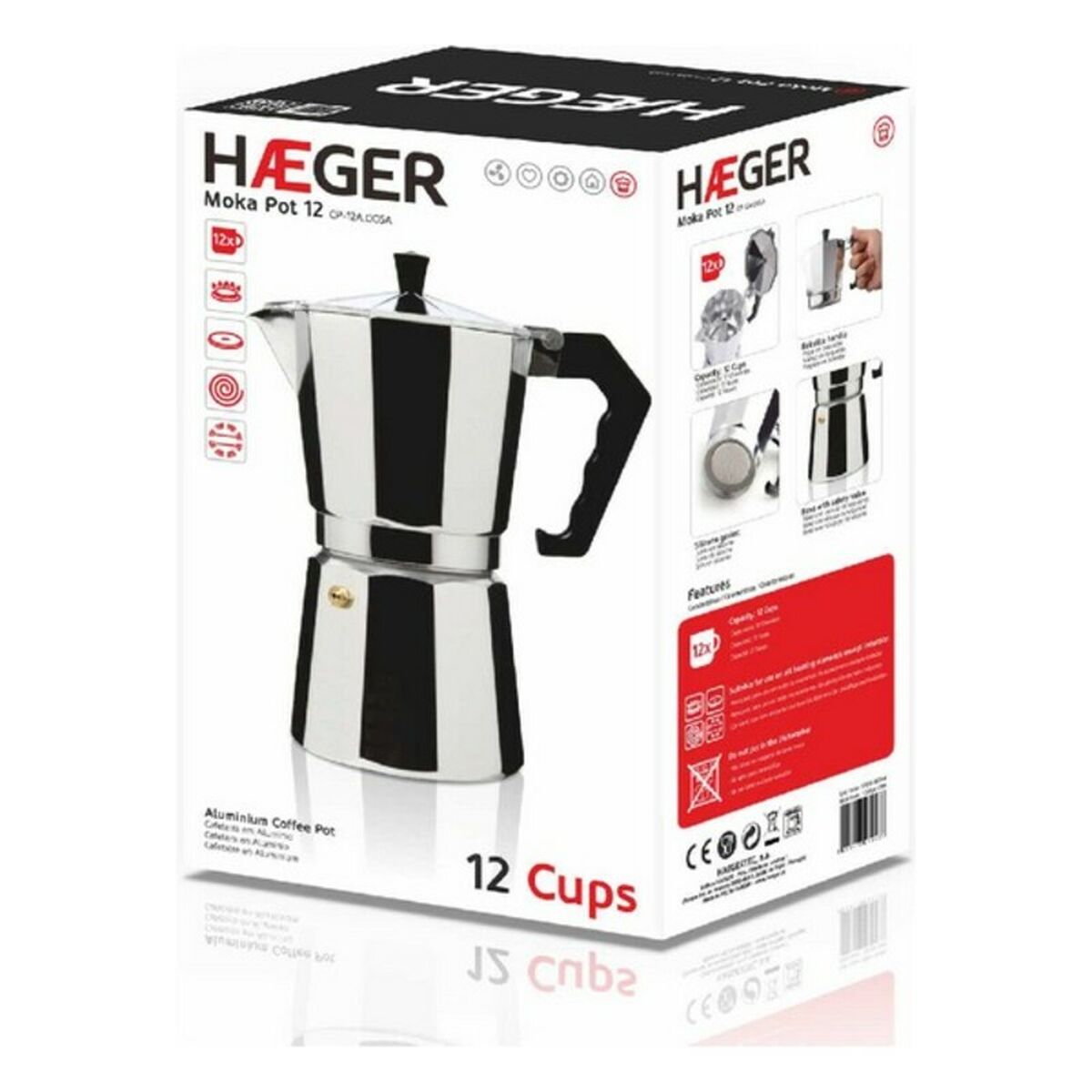 Cafetera Italiana Haeger Moka Aluminio